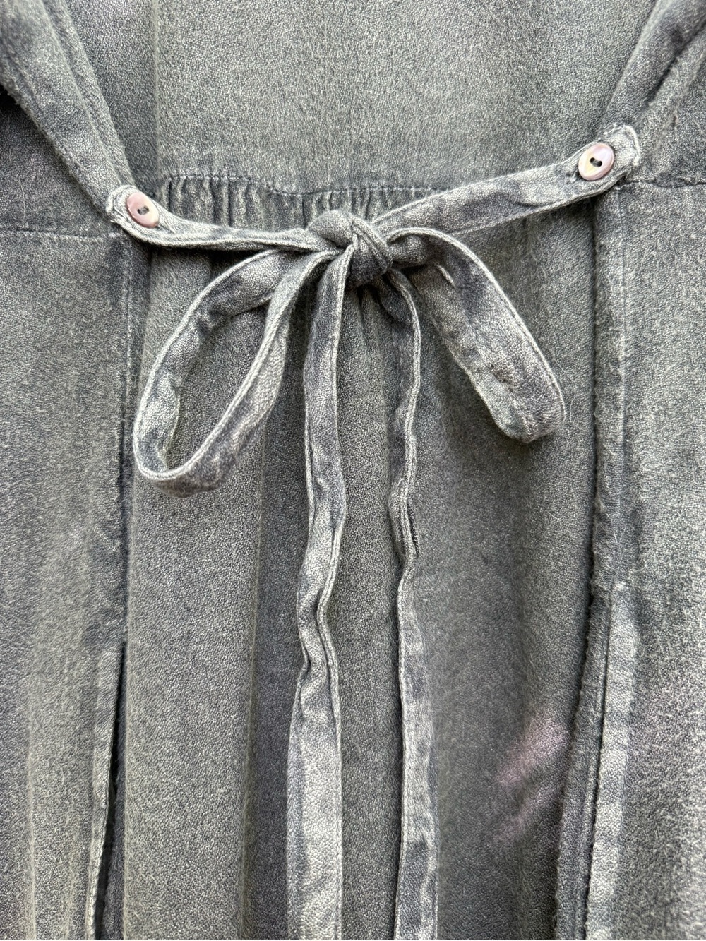 April Cornell Brianna Maxi Dress Charcoal Acid Washed w Hand Embroidery Modest - Picture 4 of 7